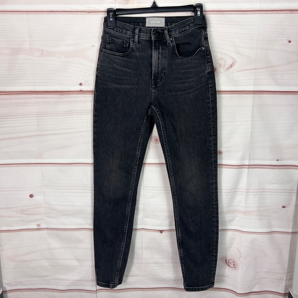 Everlane Jeans Womens 26 Black High Rise Skinny Stretch Denim Pockets Solid